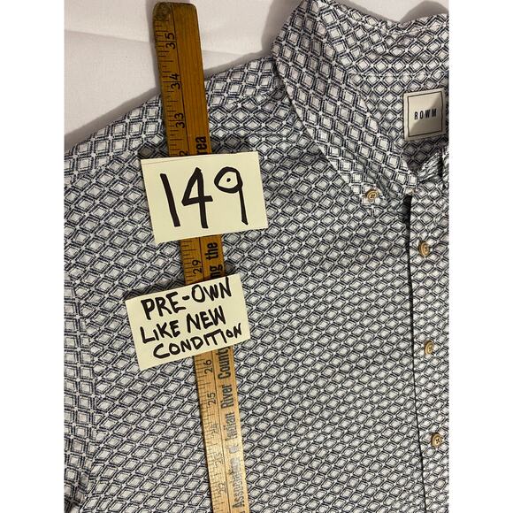 ROWM Men’s Button-Up Shirt Size 4XB, Black & White Diamond Pattern Short Sleeve - Picture 3 of 9